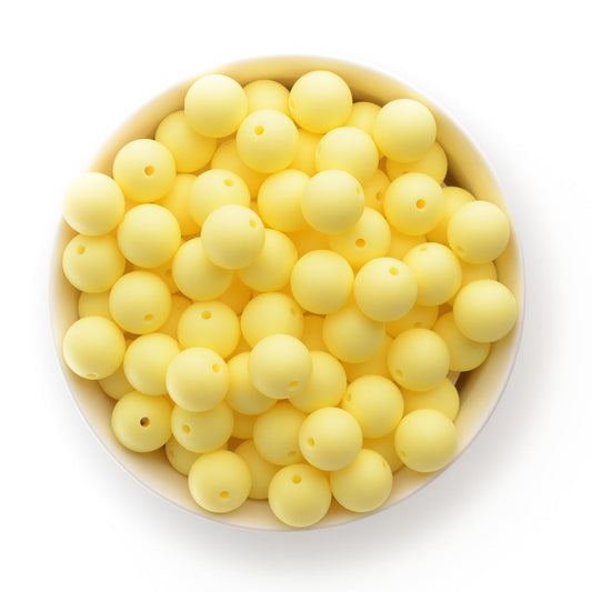 15mm Solid Color Silicone Beads - Butter Yellow