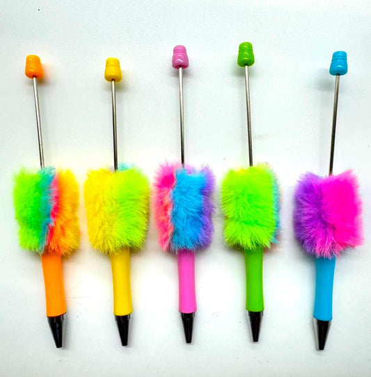 Mini Fuzzy Fluffy Pens - Neon