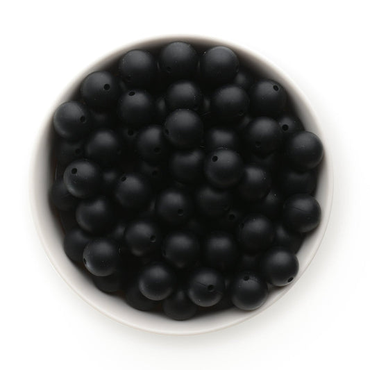 15mm Solid Color Silicone Beads -  Black