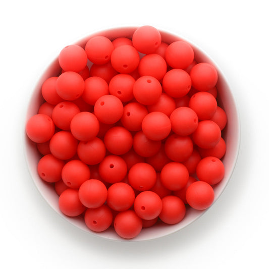 15mm Solid Color Silicone Beads -  Bright Red