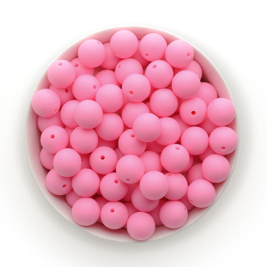 15mm Solid Color Silicone Beads -  Cotton Candy Pink