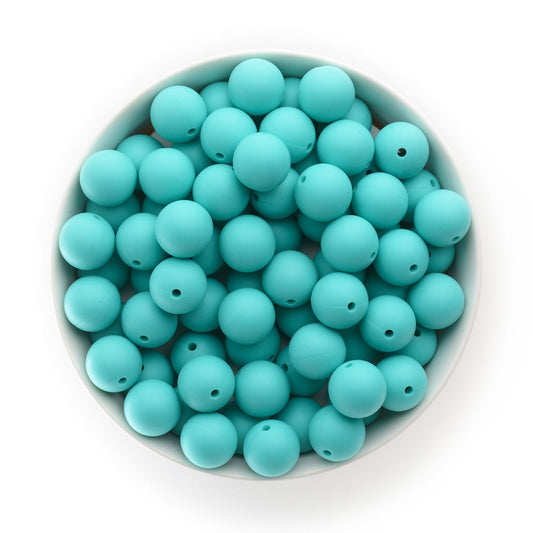 15mm Solid Color Silicone Beads -  Turquoise