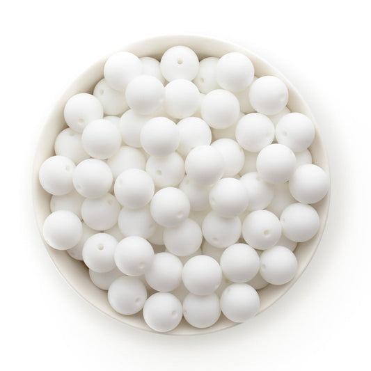 15mm Solid Color Silicone Beads - Snow