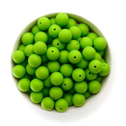 15mm Solid Color Silicone Beads -  Apple Green